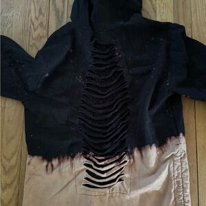 Black and Tan Distressed Hoodie